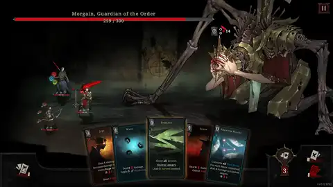 Shards of Order combat showing enemy time counters while cards are played