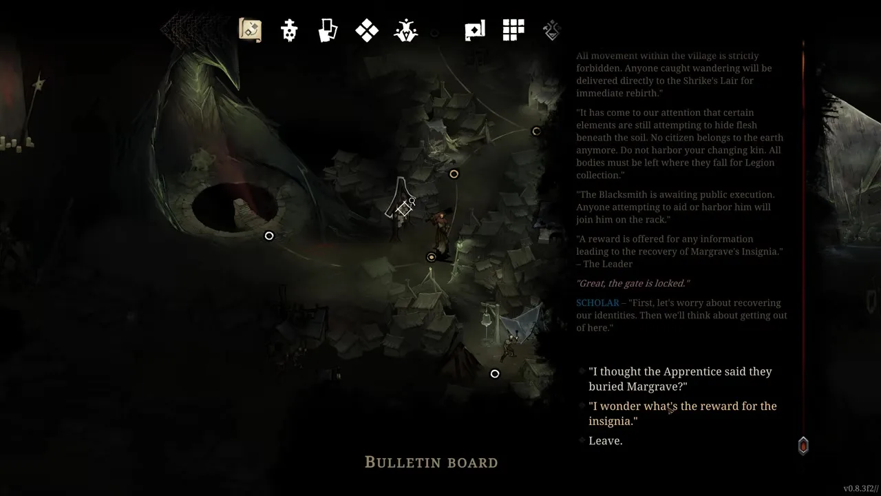 Purged Village route map after escaping Shrike’s Lair